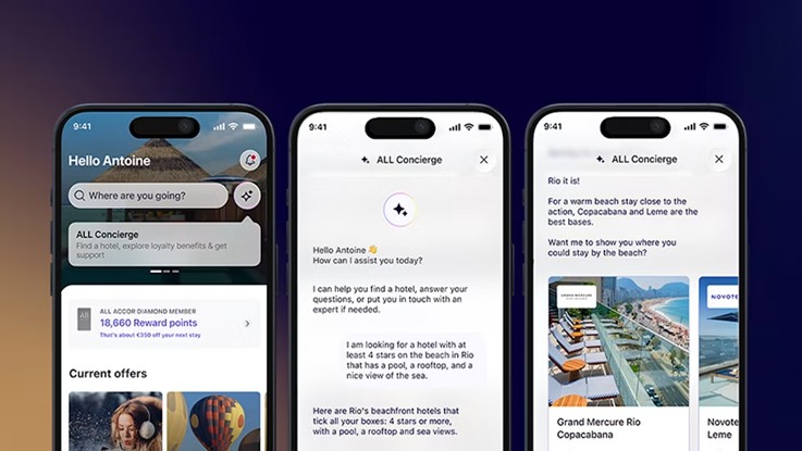 Interfaz de ALL Concierge, el asistente de viaje con inteligencia artificial conversacional de Accor