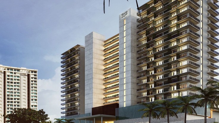 Render del Grand Hyatt Cancún Beach Resort en Puerto Cancún, México